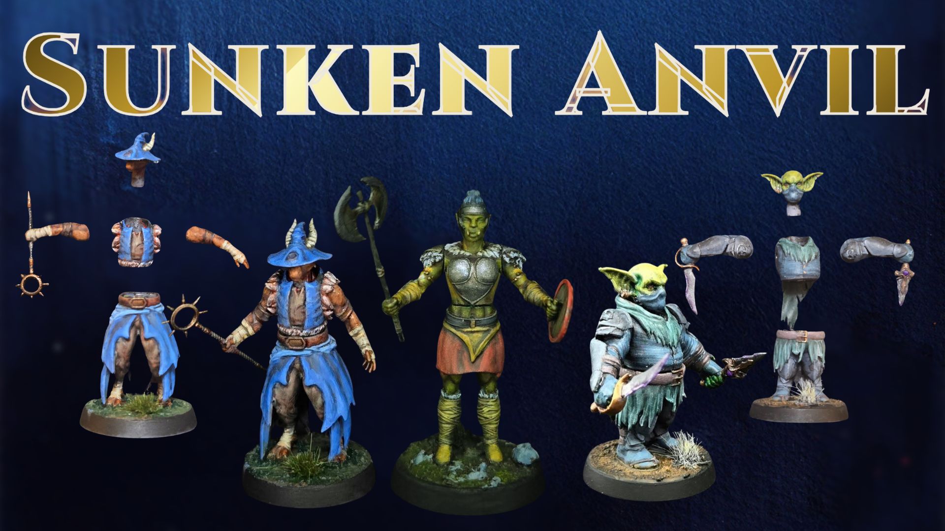 Sunken Anvil — custom modular minis with swappable magnetic parts